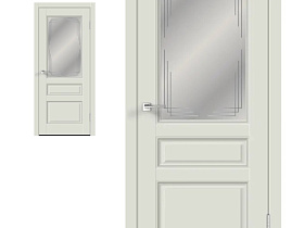 Межкомнатная дверь Velldoris Экошпон VILLA 3V цвет Светло-серый эмалит стекло грани мателюкс